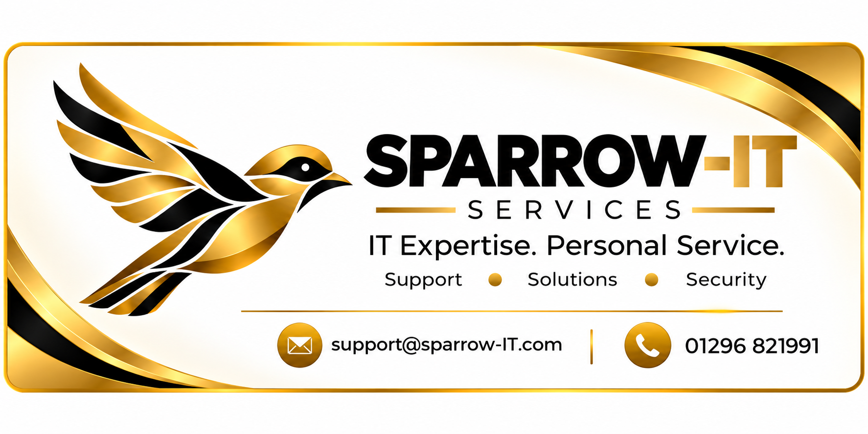 Sparrow-IT gold and black bird logo